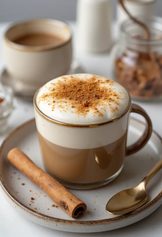 Krydret chai latte serveret i krus