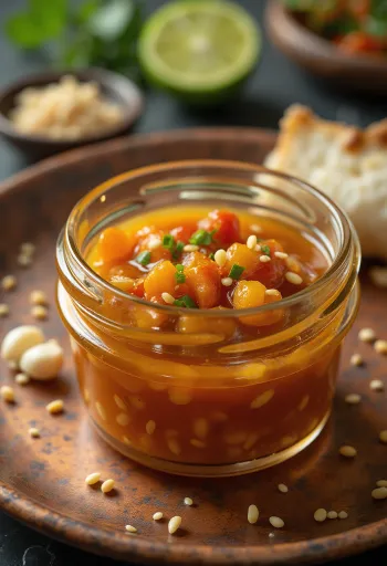 Sesam-chili-lime sovs serveret