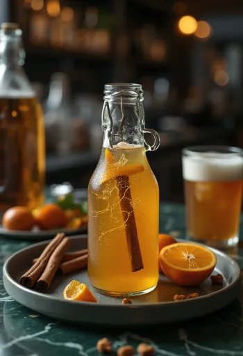 Krydret cider serveret i flaske
