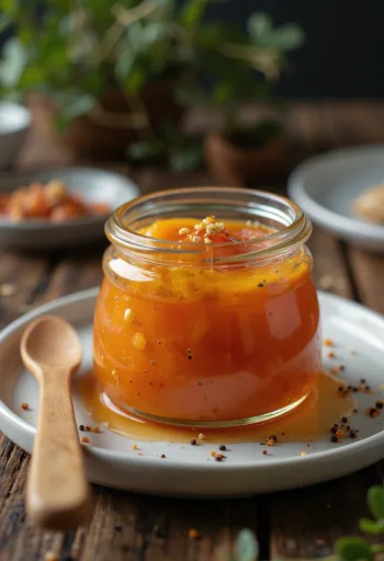 Gochujang krydret ghee i glas