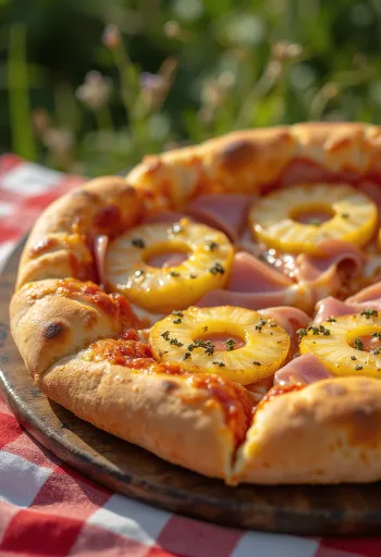 Klassisk Hawaii pizza med ananas og skinke