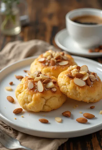 Mandelkubb med mandelstykker serveret