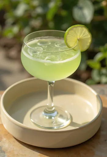 Daiquiri cocktail pyntet med limeskive