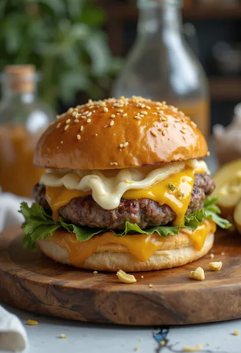 Hvidløgsburger serveret