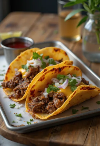 Lamb Birria Tacos, mexicansk krydret lammekød i tortilla