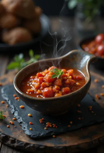 Chili tomatsauce serveret