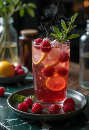 Hindbærcider serveret i glas