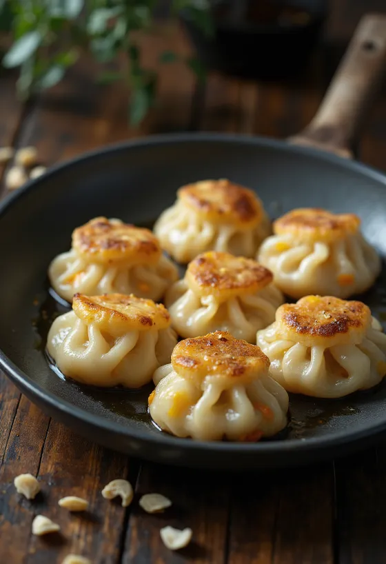 Paleo dumpling af mandelmel serveret