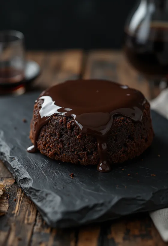 Low-carb chokoladekage serveret