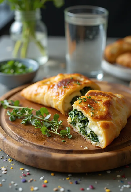 Friskbagt calzone med gedeost og spinat