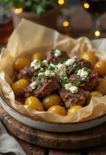 Lamb Kleftiko, græsk langsomt stegt lammekød med grøntsager