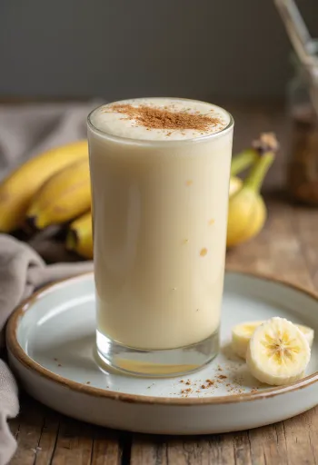 Banan lassi, forfriskende yoghurtdrik med isterninger og kanel