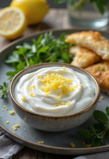 Citron creme fraiche sauce serveret
