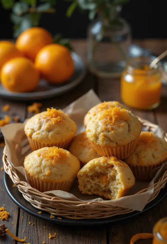 Kastanje-appelsin muffins serveret