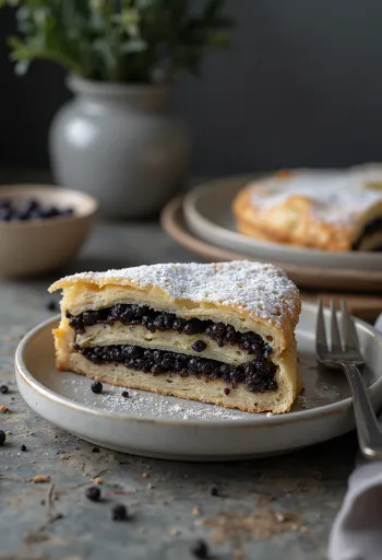 Birkeskage med gyldenbrun dej og birkesfyld