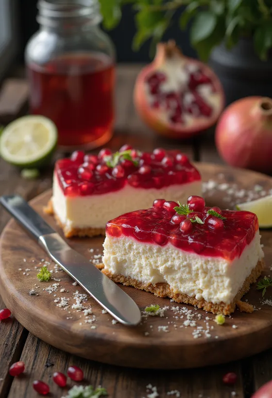 Granatæble cheesecake med pynt