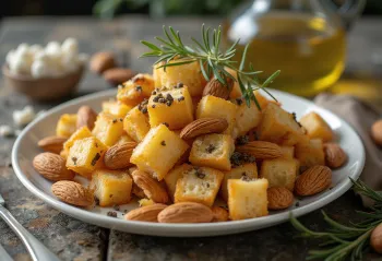 Balaleet med mandler, serveret med frisk persille