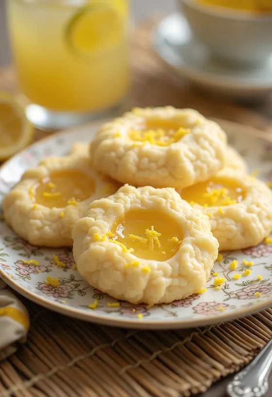 Honning-citron linzerkager serveret