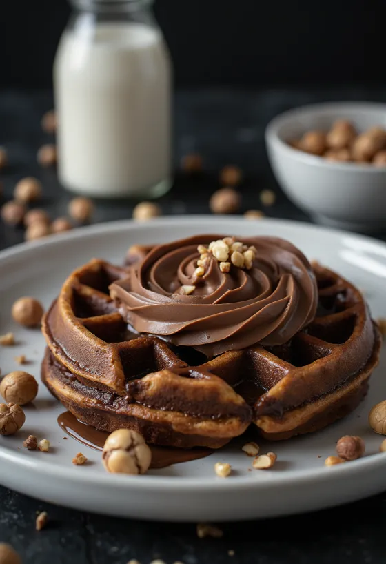 Nutella vaffel med friske frugter og chokoladesauce
