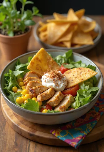 Wrap bowl med kylling, majs og tortillachips