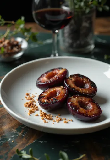 BBQ grillede chilistegte blommer serveret