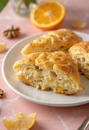 Appelsin-valnødde pogácsa serveret