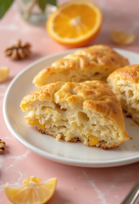 Appelsin-valnødde pogácsa serveret