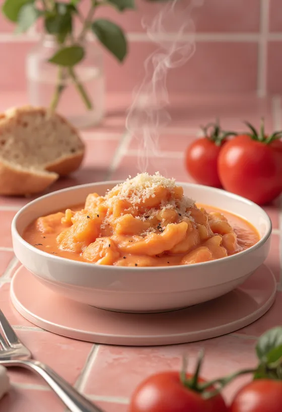 Fløde-tomatsovs med rosmarin serveret