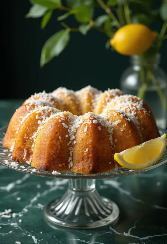 Citron-kokos kuglof serveret
