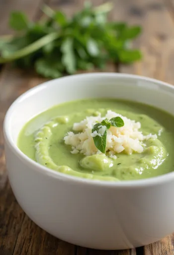 Fløde-ruccolasauce serveret