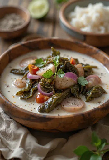 Tenga roselle suppe, serveret med koriander