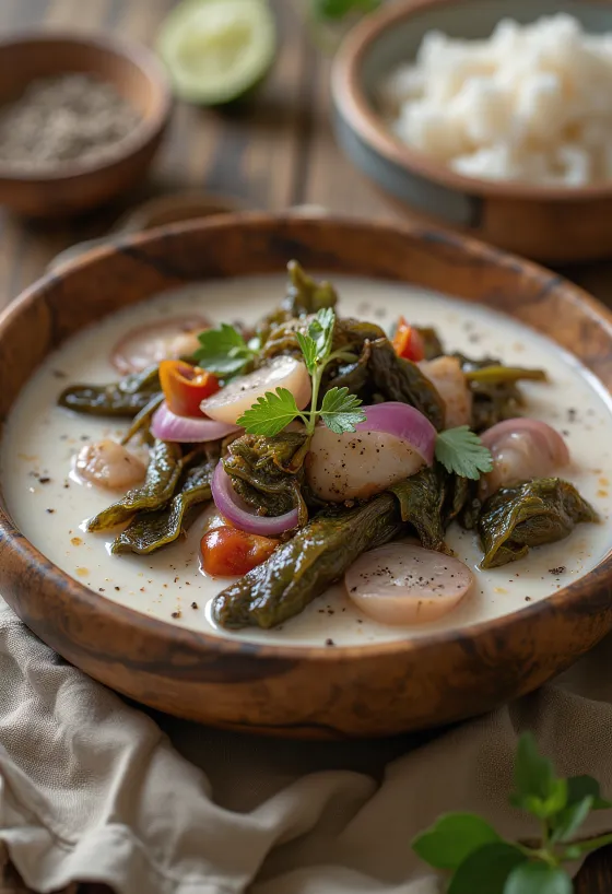 Tenga roselle suppe, serveret med koriander