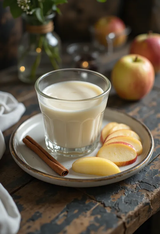 Cider panna cotta serveret