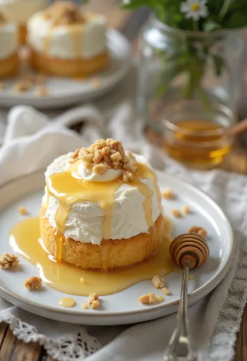 Græsk yoghurtkage i elegant anretning