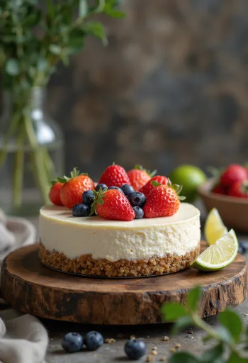 Vegansk cheesecake serveret