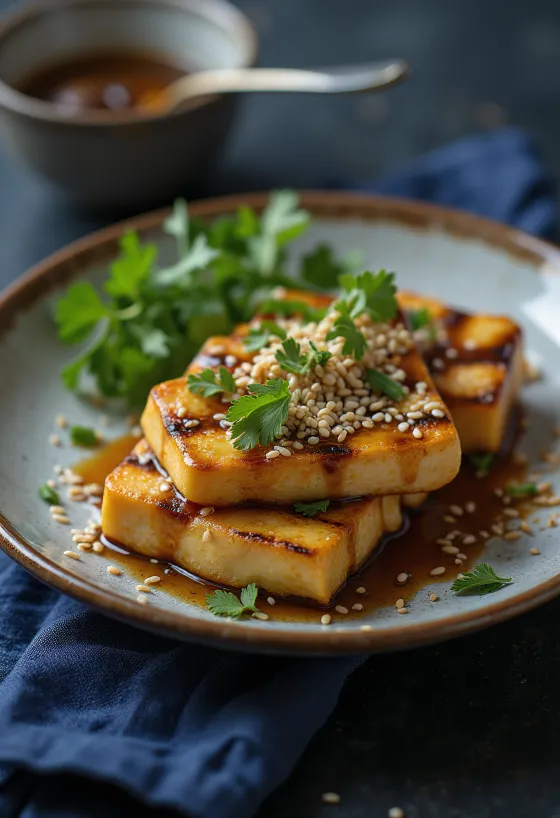 Grillet tofu med ingefærdressing