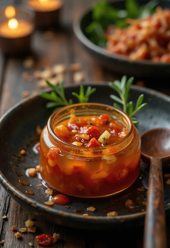 Sød chilisauce serveret