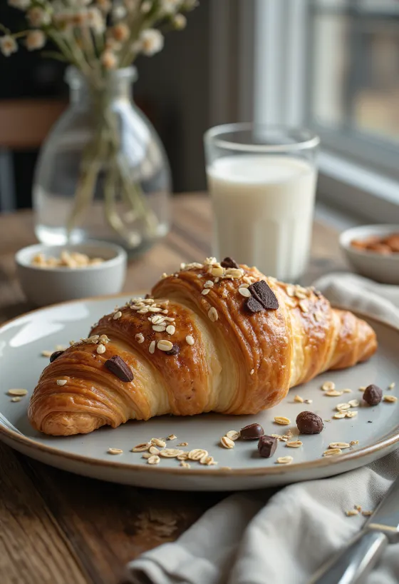 Havregrynscroissant serveret