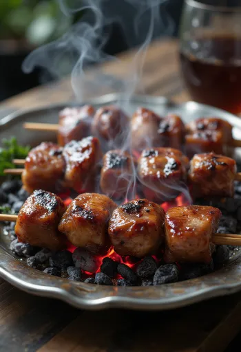 Klassisk Anticucho, grillet krydret oksekød på spyd