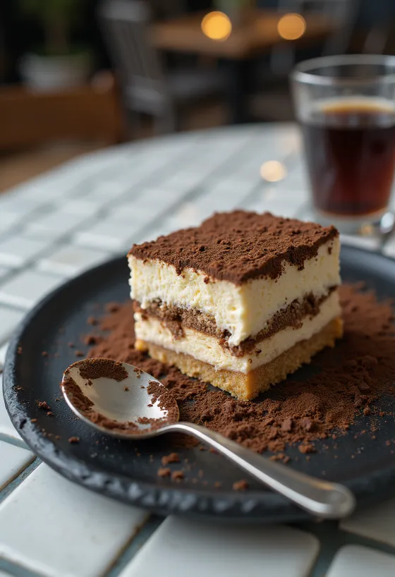 Luftig tiramisu-kage drysset med kakao