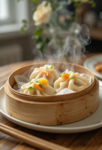 Momo fyldt med grøntsager, dampet og serveret