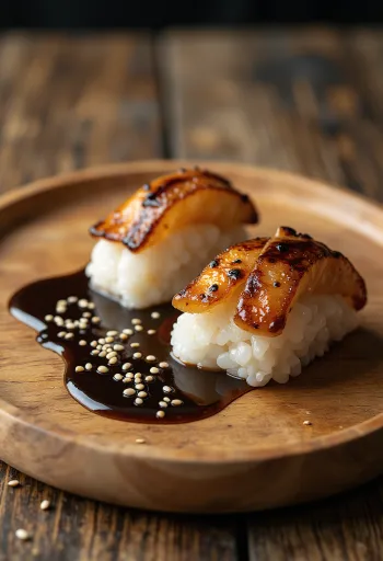 Nigiri med ål, lækre ris og frisk ål i skiver