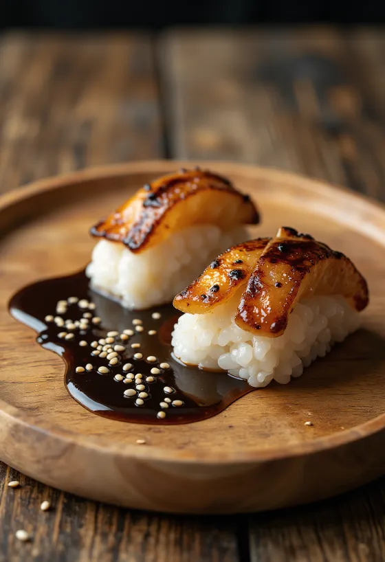 Nigiri med ål, lækre ris og frisk ål i skiver