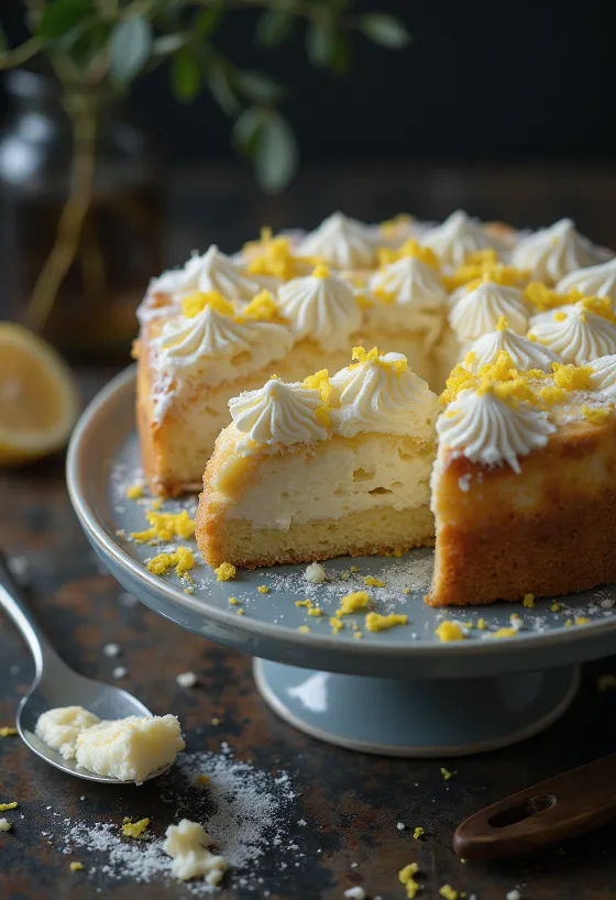 Klassisk kvarkkage drysset med flormelis