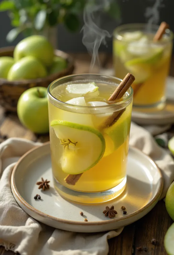 Grøn æblecider i krus