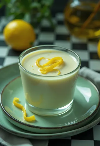 Basilikum panna cotta serveret