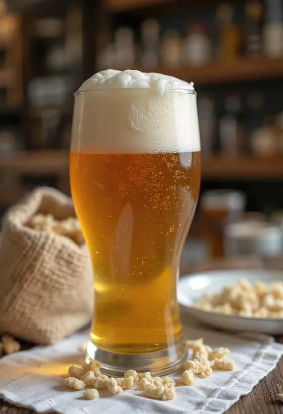 Hjemmebrygget øl serveret i flaske