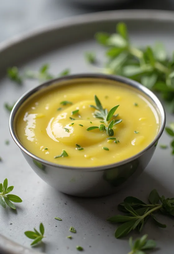 Estragon-citron smørsauce serveret