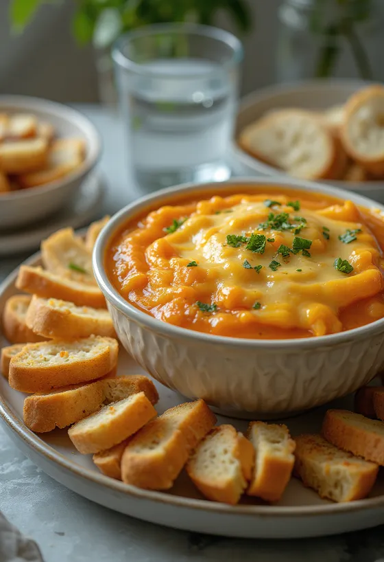 Pav bhaji fondue, serveret med revet cheddarost