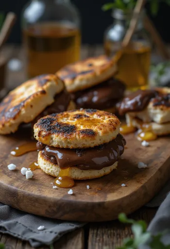 BBQ grillede skumfiduser med chokolade og honning serveret